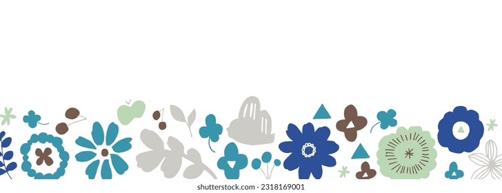 Vector. Vector illustration set of plants, trees and flowers with Scandinavian motif. Scandinavian style frame background.