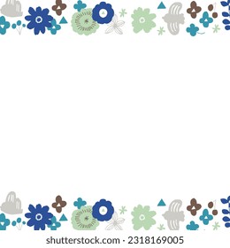 Vector. Vector illustration set of plants, trees and flowers with Scandinavian motif. Scandinavian style frame background.