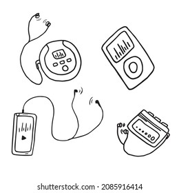 Conjunto de ilustraciones vectoriales de los jugadores estilo de doodle