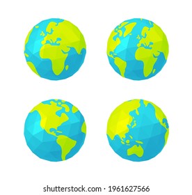 Vector Illustration set of polygonized earth ( globe )