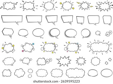 Vector illustration set of pop speech bubbles with American comic design