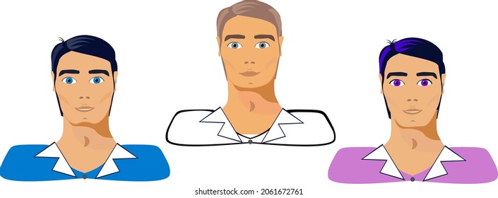 vector illustration of a set of portraits of men