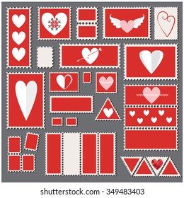 Vector illustration of a set of postal stamps - St. Valentine's Day theme - for your arts and design