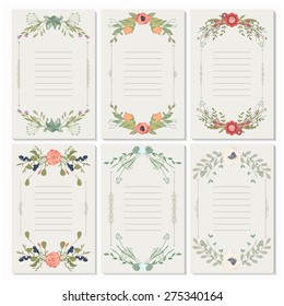 Vector illustration of a set of postcards, wedding invitations and other designs