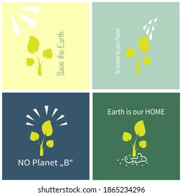 Vector illustration. A set of posters for Ecological projects. Layered.