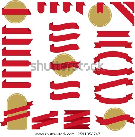Vector illustration set of premium quality ribbon banners and bookmarks with blank space. Templates for award labels and promotion tags, highlighting discount and best offer.