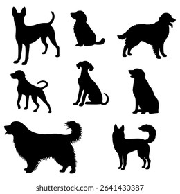 vector illustration. Set of printable dog sticker silhouettes.	
