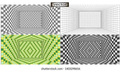 vector illustration of set of prospects for the grid tiles on the wall floor inside the room