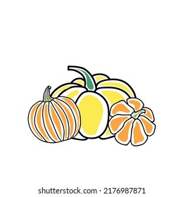 Vector illustration set of pumpkins in doodle style