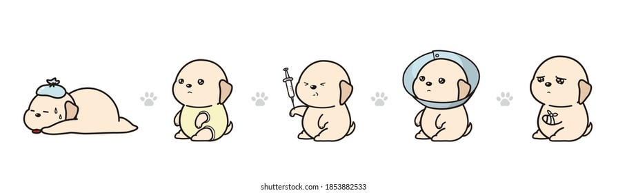 The Vector Illustration Set Of A Puppy Dogs. Sick Pet.