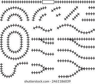 Vector illustration set of railroad-like marks of various shapes
