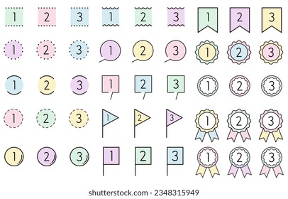 Conjunto de ilustraciones vectoriales de iconos de clasificación y número
