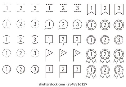 Conjunto de ilustraciones vectoriales de iconos de clasificación y número