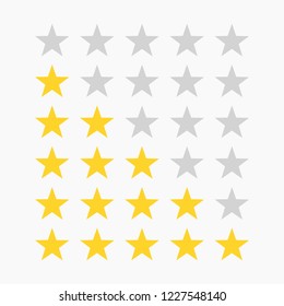 Vector illustration set of rating (from zero to five) stars in flat and simple modern style