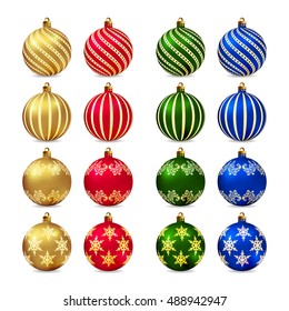Vector illustration - Set of realistic color Christmas balls. EPS 10.