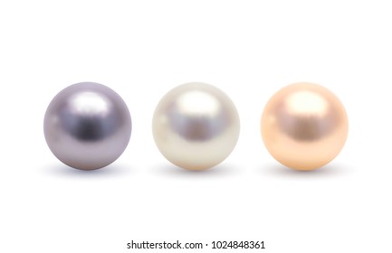Vector illustration, set of realistic pearls isolated on a white background. EPS 10 file.