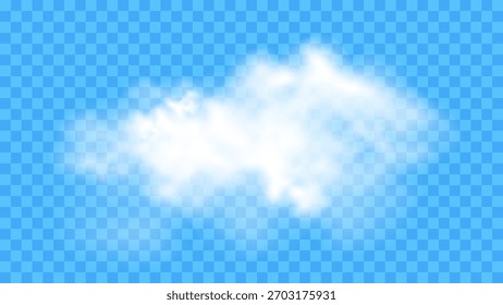Conjunto de Ilustración vectorial de nubes blancas realistas sobre fondo azul celeste. Formas de nubes suaves y esponjosas para proyectos de diseño de Clima, naturaleza, cielo y fondo.