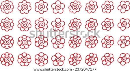 Vector illustration set of red flower circles
