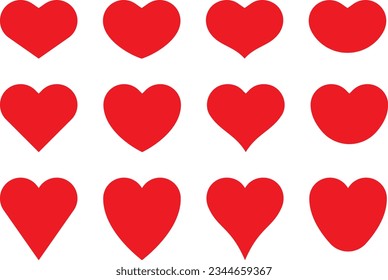 Vector illustration set of red heart symbol
