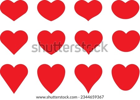 Vector illustration set of red heart symbol
