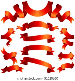 Vector illustration - set of red ribbons