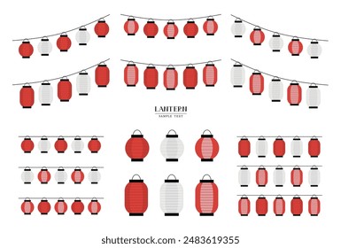 Ilustración vectorial de linternas japonesas rojas y blancas