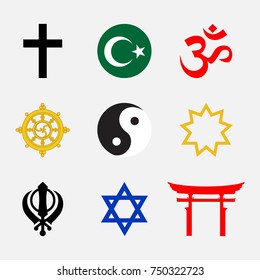 Vector illustration set of Religious symbols. 