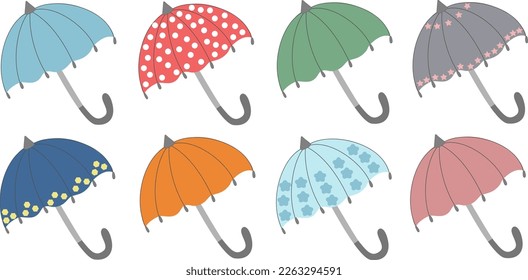 vector illustration set of retro colorful umbrellas