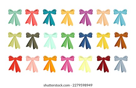 vector illustration set of retro multicolored bows of ribbons for decorating gifts