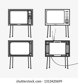 Vector Illustration Set of Retro TV Icons