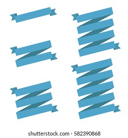 vector illustration of set of ribbon banner in blue color.