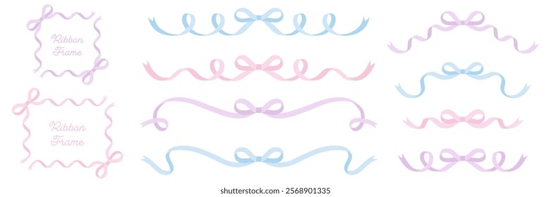 Vector illustration set of ribbon frames. Ornament