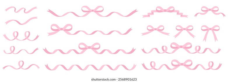 Vector illustration set of ribbon frames. Ornament, pink