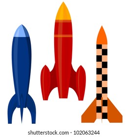 Vector illustration of a set of rockets. EPS10