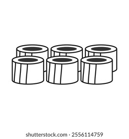 Vector illustration of a set roll, sushi. Asian cuisine. Icons of dishes. Logo.