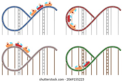 Vector Illustration Set Roller Coaster Steep Stock Vector (Royalty Free ...