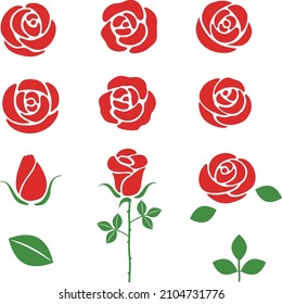 Conjunto de ilustraciones vectoriales de rosas