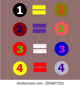 Vector illustration set of round 1-4 icon number colorful