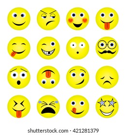 vector illustration set of round emoticons 