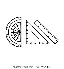 Vector illustration, Set of rulers icon isolated on white. simple office supplies doodle clipart isolated on white background