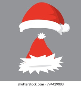 Vector illustration of set of Santa Hats in cartoon design.
