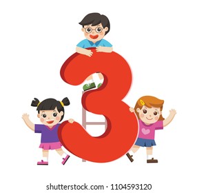 Vector illustration set of school kids and color shaped. Back to School.