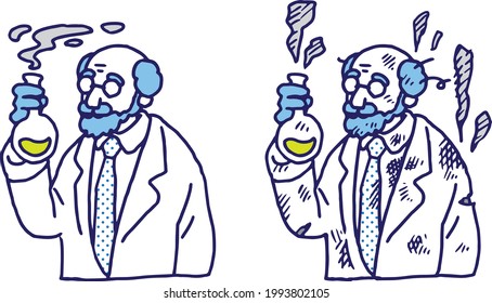 Vector illustration set of a scientist or inventor conducting an experiment