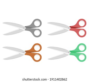Vector illustration set of scissors for office and school supplies