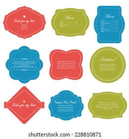 Vector illustration of a set of scrapbook design frame for Christmas and New Year holidays, tags, labels, discount cards