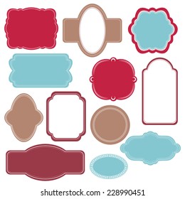 Vector illustration of a set of scrapbook design frame for Christmas and New Year holidays, birthdays and gifts - tags, labels, discount cards