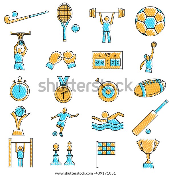 Vector Illustration Set Scribbled Sport Icon Stock Vector (Royalty Free ...