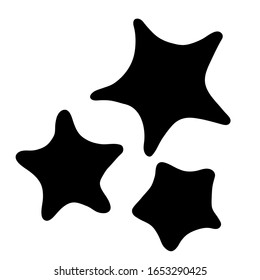 Vector illustration. Set of sea star silhouette. Isolated on white. Underwater animal