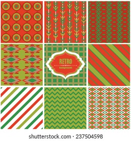 Vector illustration of a set of seamless backgrounds in red and green Christmas colors