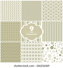 Vector illustration of a set of seamless backgrounds in pastel mild colors for scrap book, gift paper and other design